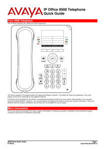 9508 Quick Reference Guide - Avaya IP Phones for offices